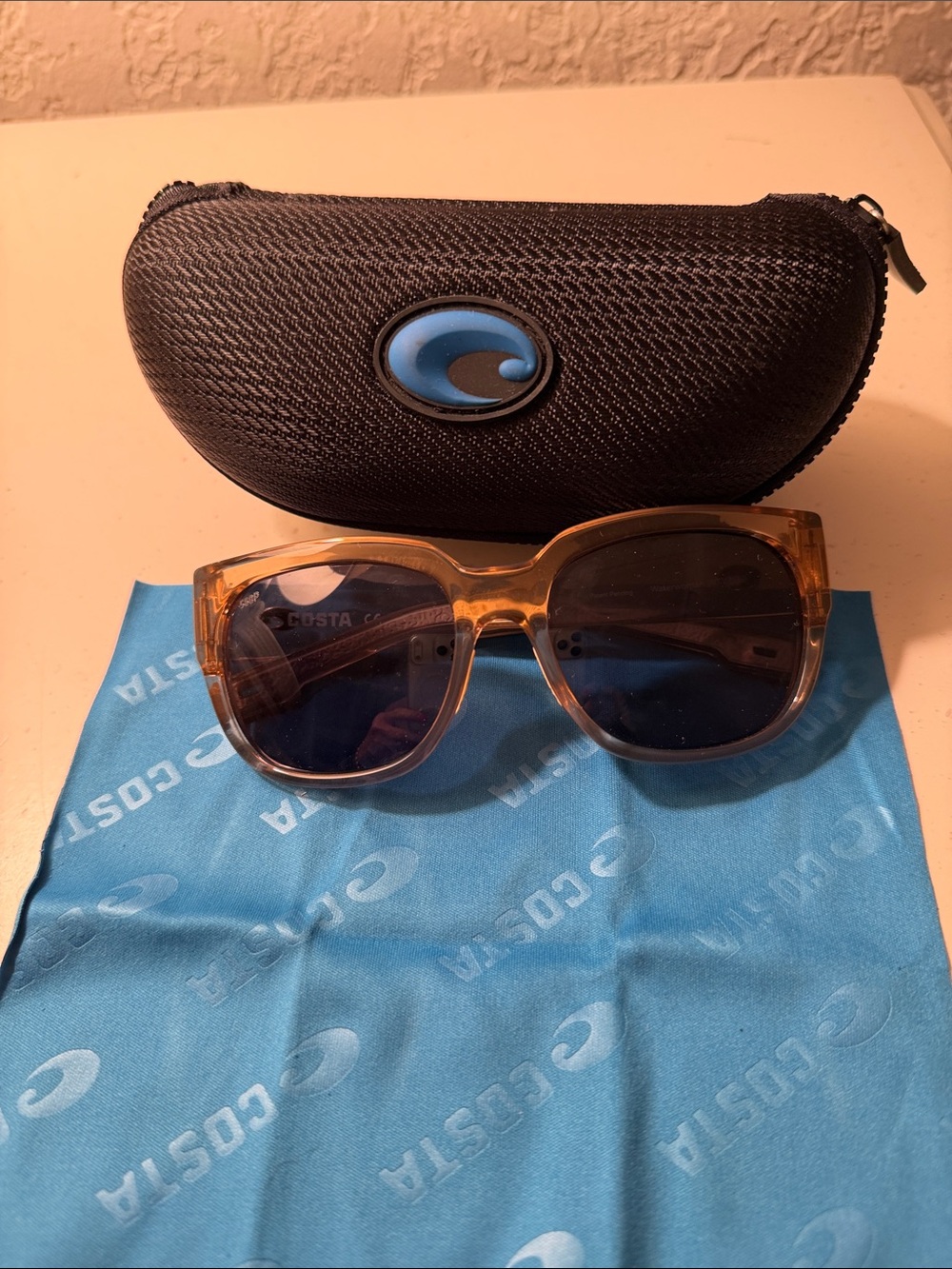 Costa Amber Frame Sunglasses with Blue Lenses